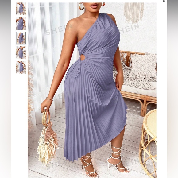 NWT! Lavender one shoulder pleated cut out dress - Picture 1 of 4